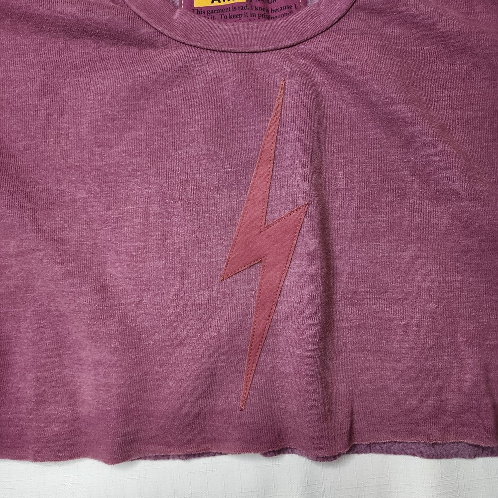 Aviator Nation Set Essential Cropped Sweatshirt W Pants in Faded Purple Size XS - Picture 4 of 16